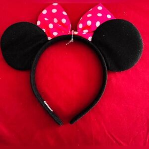 Black and Pink Polka Dot Mouse Ears Headband